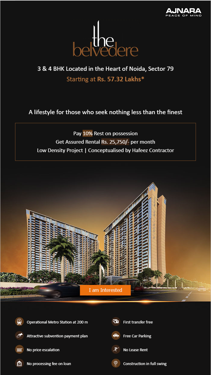 Pay 10% rest on possession at Ajnara The Belvedere in Noida Update