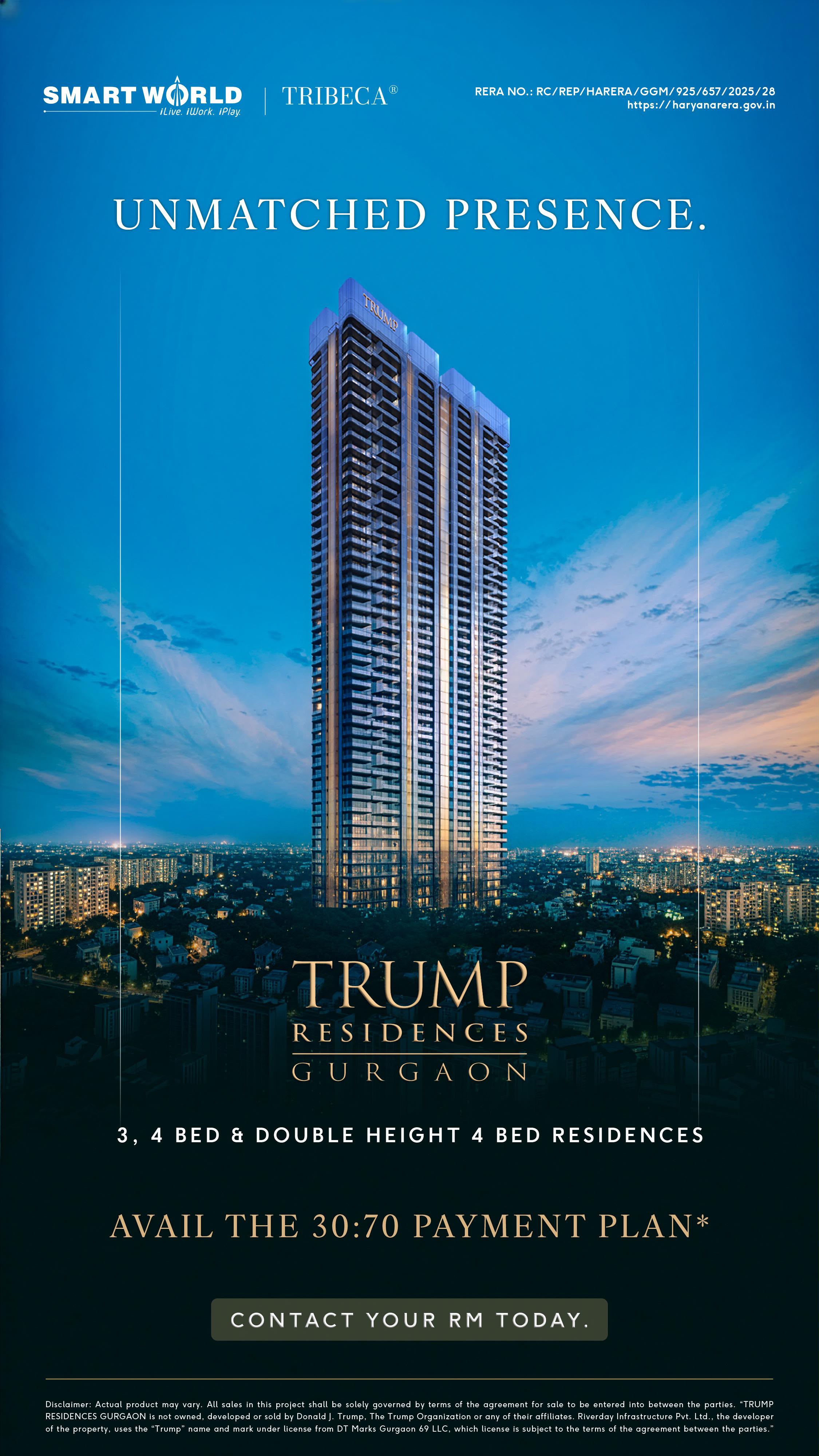 Avail the 30:70 Payment Plan at Trump Residences Gurgaon || Unmatched Presence: Trump Residences in Gurgaon || 3,4 Bed Trump Residences Now Available Update
