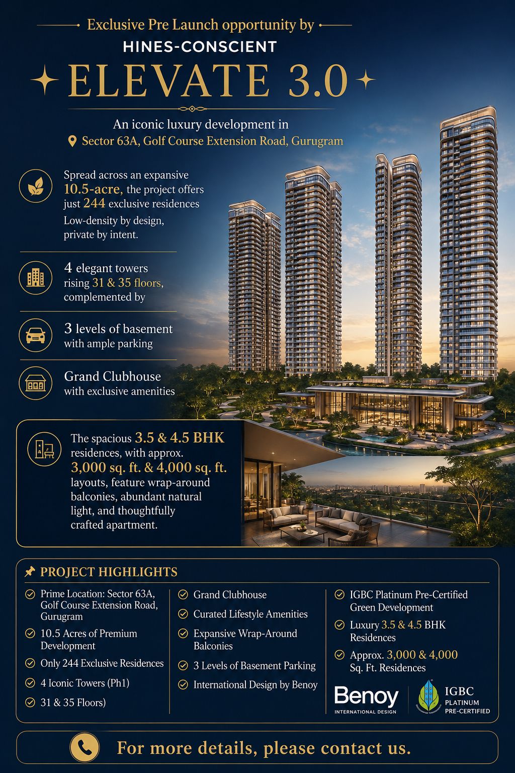 Pre-launch Opportunity at Elevate 3.0 by Hines-Conscient || Discover Luxury Living in Sector 63A, Gurugram || Exclusive Residences at Elevate 3.0 Update
