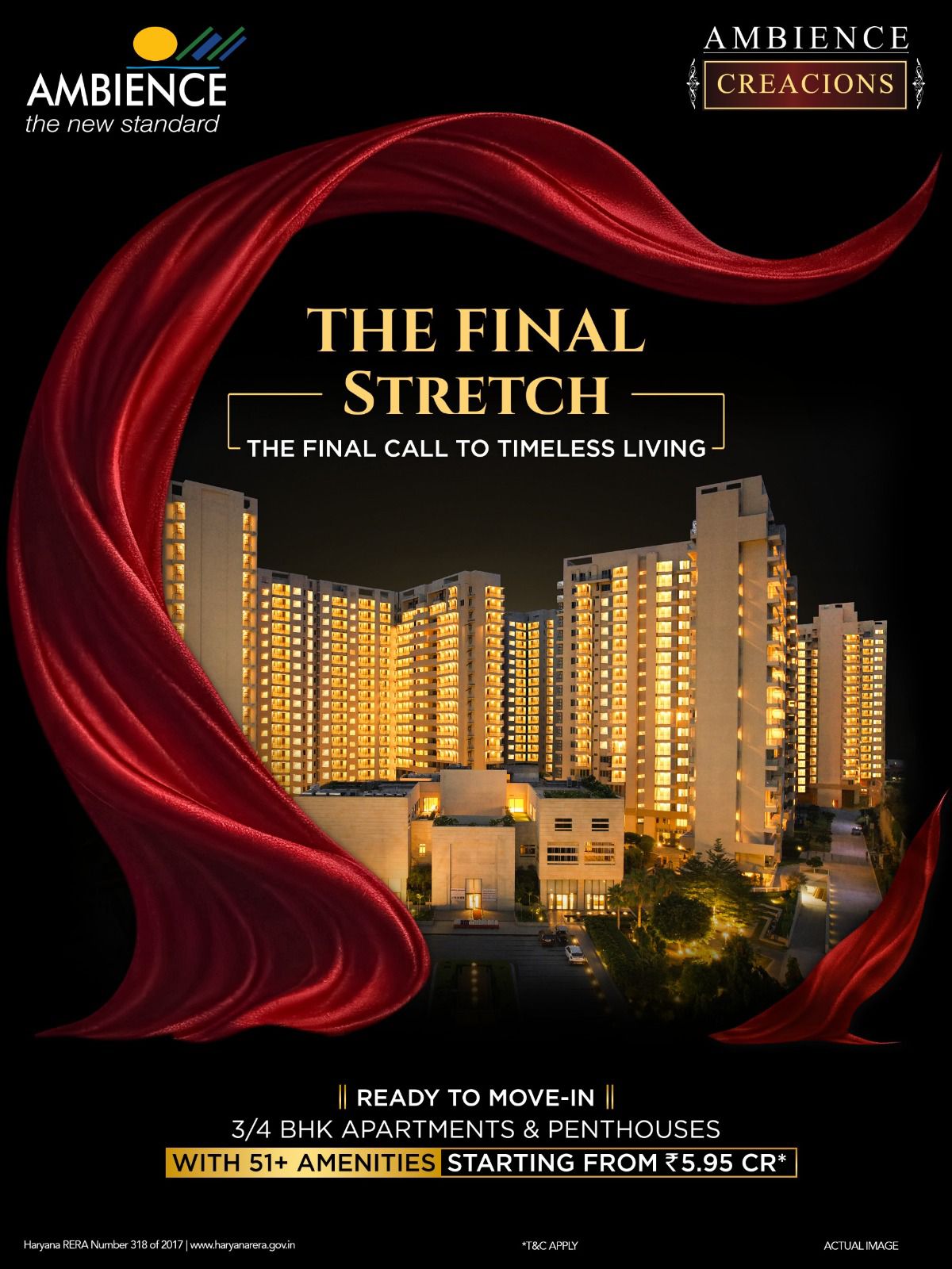 The Final Stretch at Ambience Creacions, Gurgaon - 3/4 BHK from ₹5.95 Cr Update