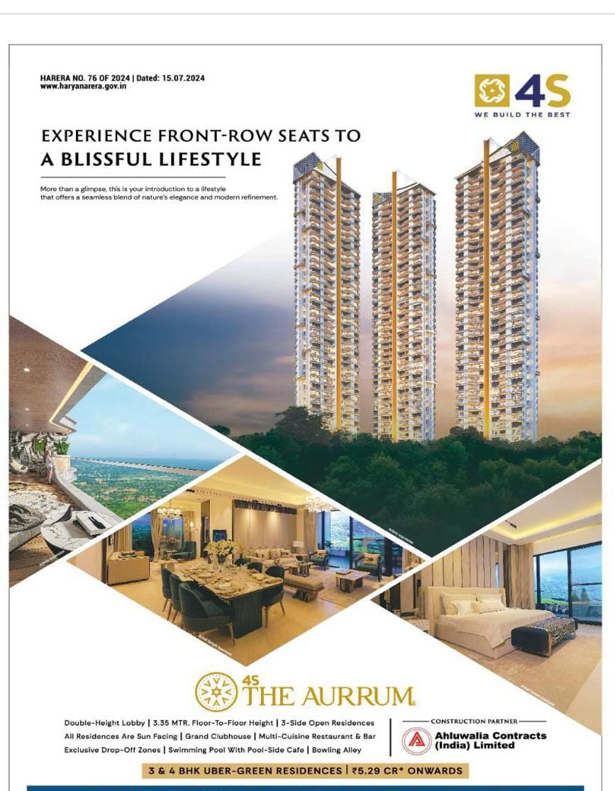 Discover Luxury at 4S The Aurrum, Gurgaon, Starting ₹5.29 Cr Onwards Update