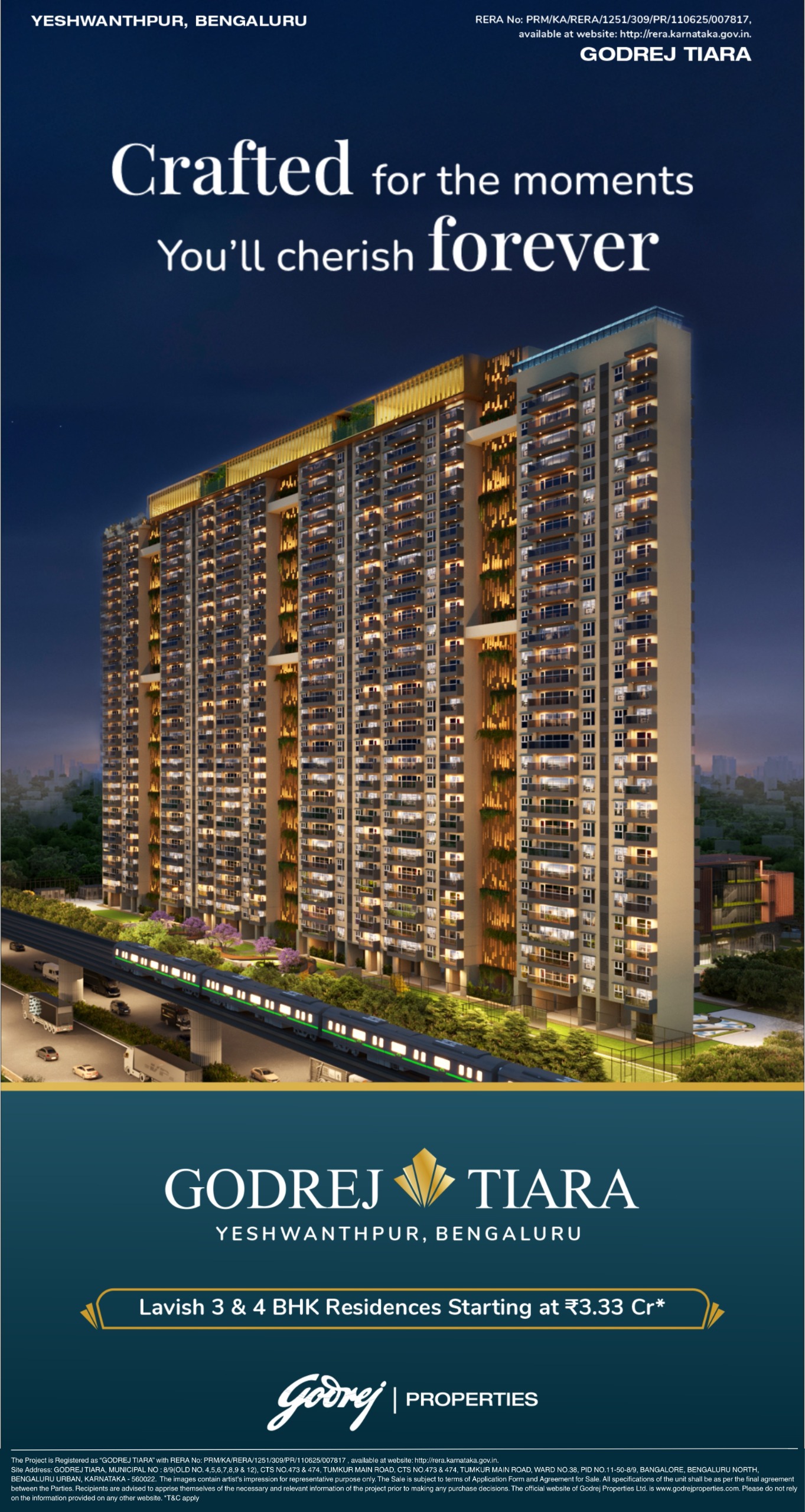 Discover Luxury at Godrej Tiara, Yeshwanthpur, Bengaluru, Lavish 3 & 4 BHK Residences from ₹3.33 Cr Update