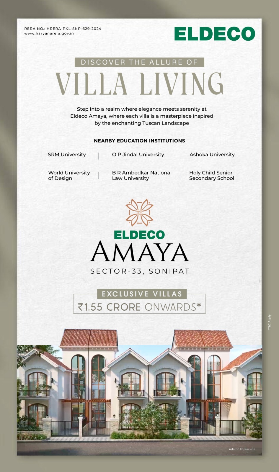 Explore Eldeco Amaya - Villas in Sonipat from ₹1.55 Crore Update