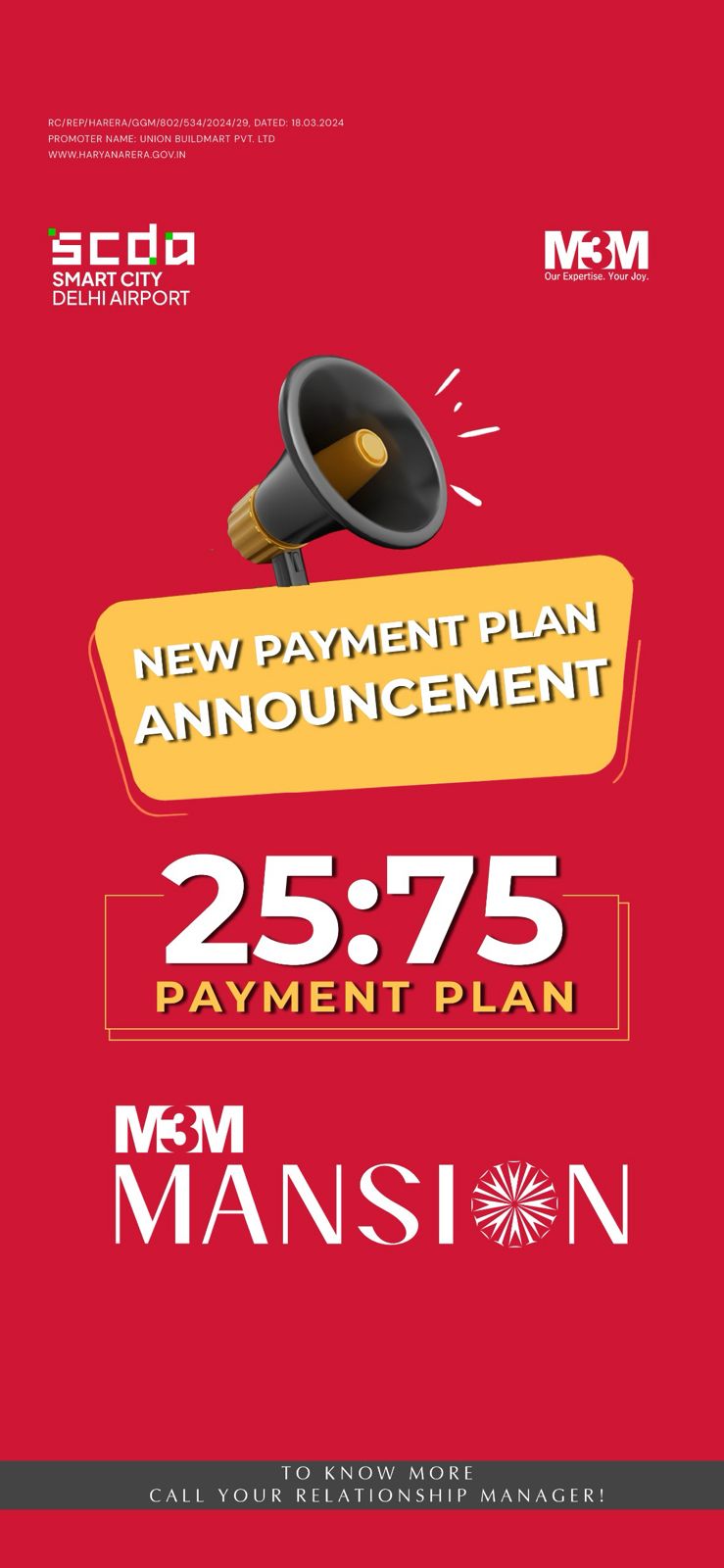 Discover M3M Mansion at Smart City Delhi Airport with 25:75 Payment Plan! Update