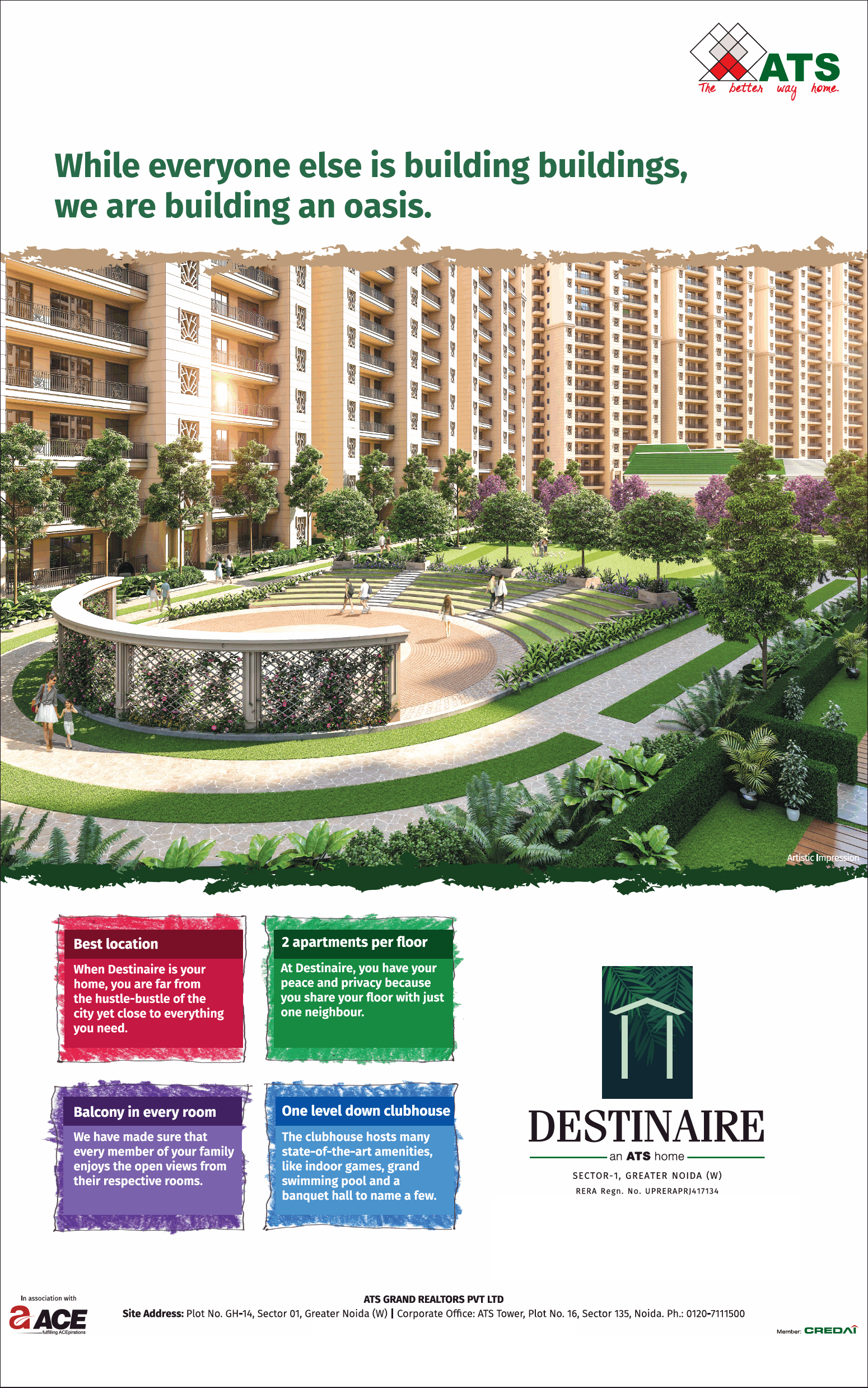 Book 3 and 4 BHK apartment at ATS Destiniaire in Great Noida Update
