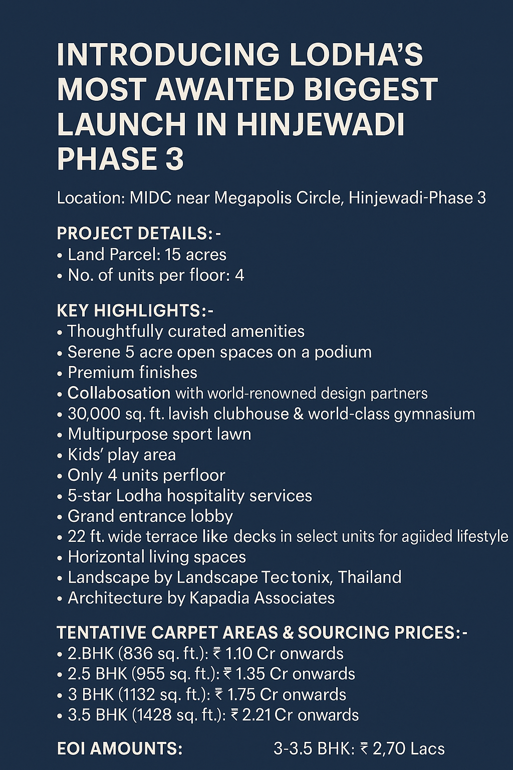 Discover Luxury Living at Lodha's Latest Hinjewadi Launch, Starting ₹1.10 Cr Update