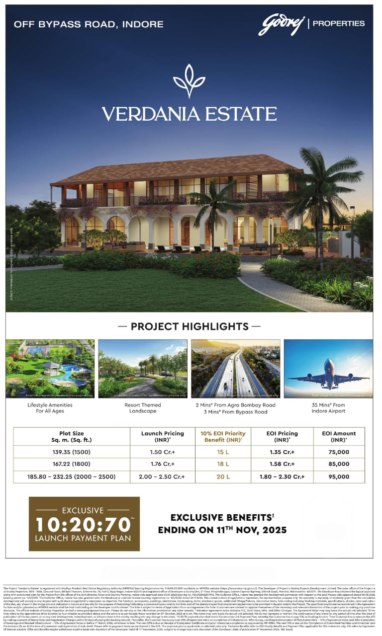 Discover Verdania Estate by Godrej Properties Off Bypass Road, Indore Update