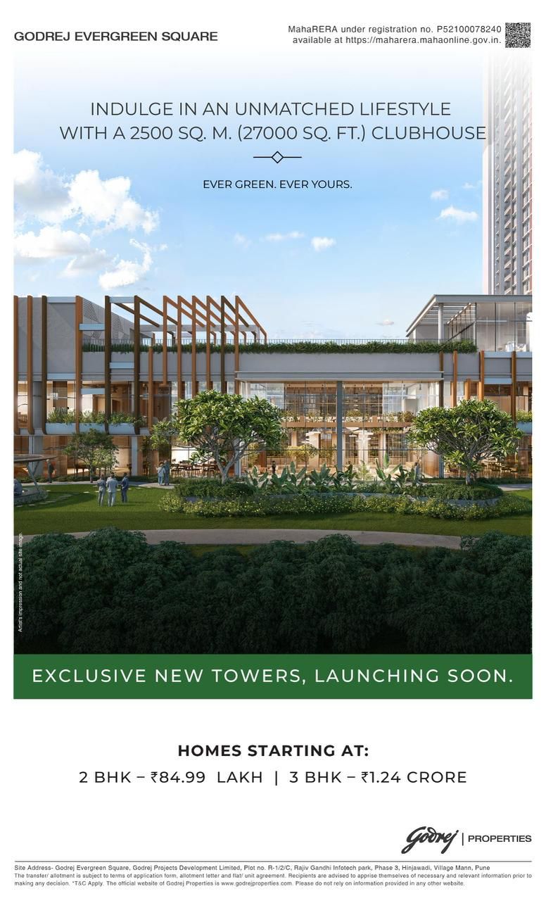 Explore Godrej Evergreen Square, New Towers in Pune, 2 BHK from ₹84.99 Lakh Update