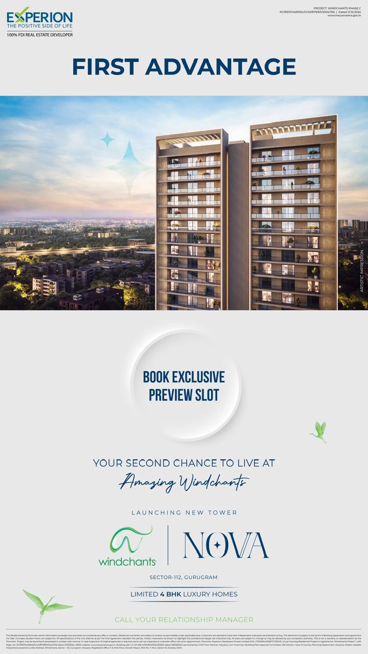 Exclusive Windchants Nova Launch in Gurugram by Experion - Luxury 4 BHK Homes Update