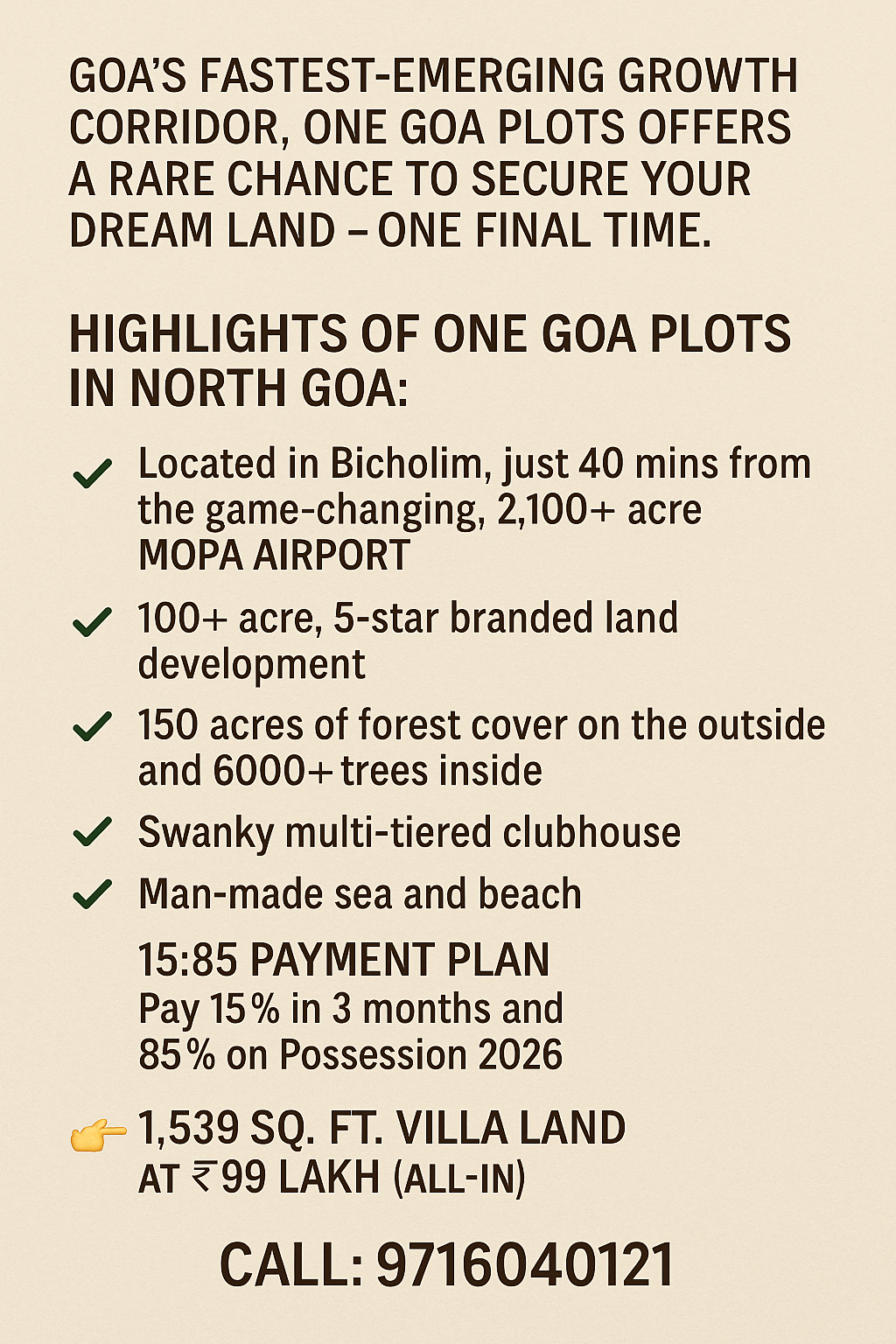 Secure Your Dream Land at One Goa Plots, Bicholim - ₹99 Lakh Update