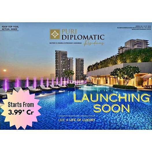Puri Diplomatic Residences: A New Era of Opulence Launching in Sector 18, Dwarka Expressway, Gurugram Update