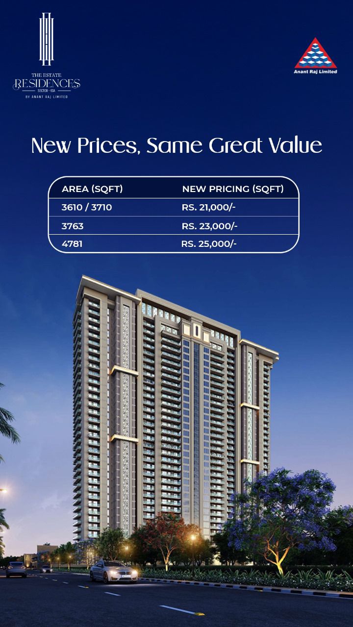 Explore New Pricing at The Estate Residences, Sector 63A by Anant Raj Limited Update