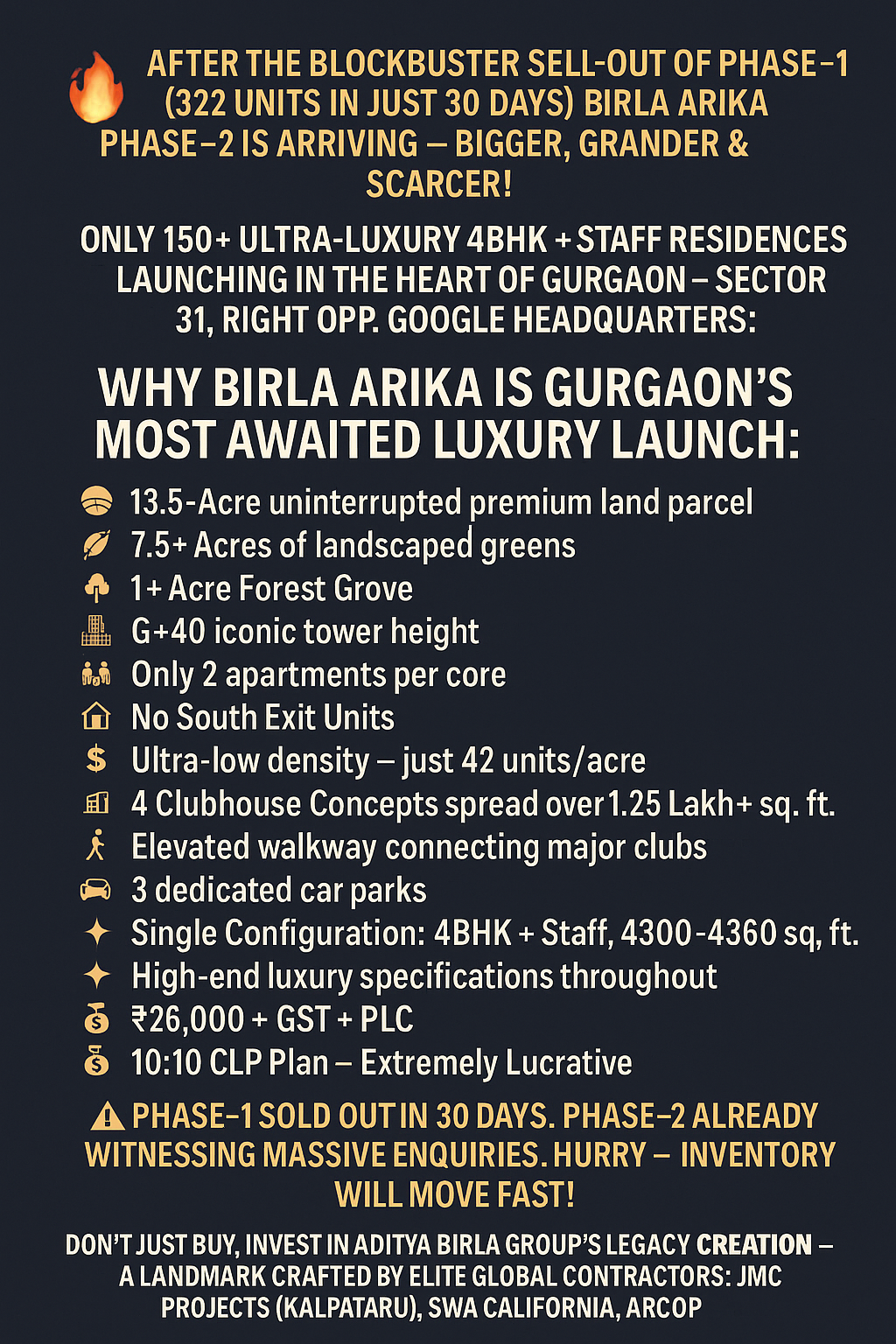 Discover Ultra-Luxury Living at Birla Arika Phase-2, Sector 31, Gurgaon Update
