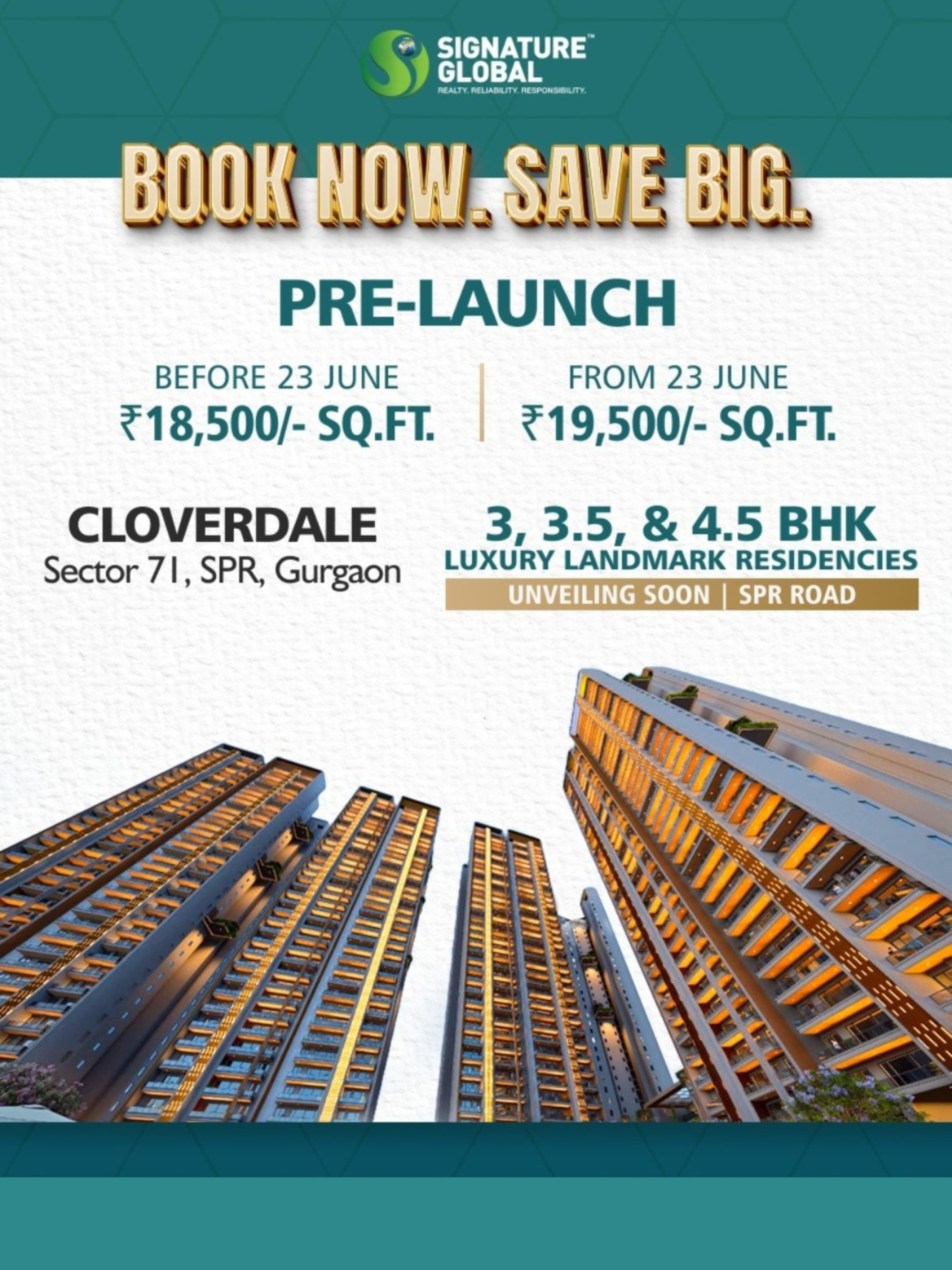Pre-Launch Offer at Cloverdale, Sector 71, SPR Gurgaon, Price Starts ₹18,500/SQ.FT Update