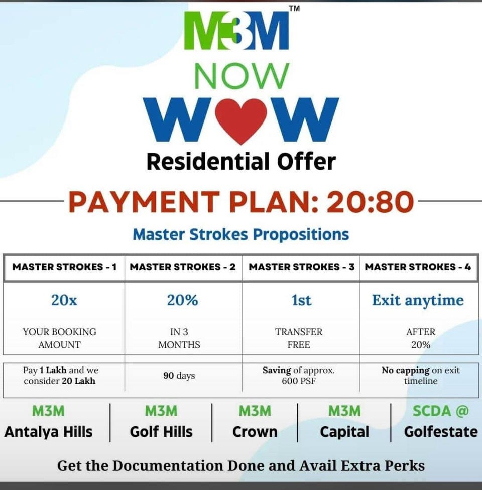 M3M Introduces the WOW Payment Plan for Antalya Hills, Golf Hills, and Crown Residences Update