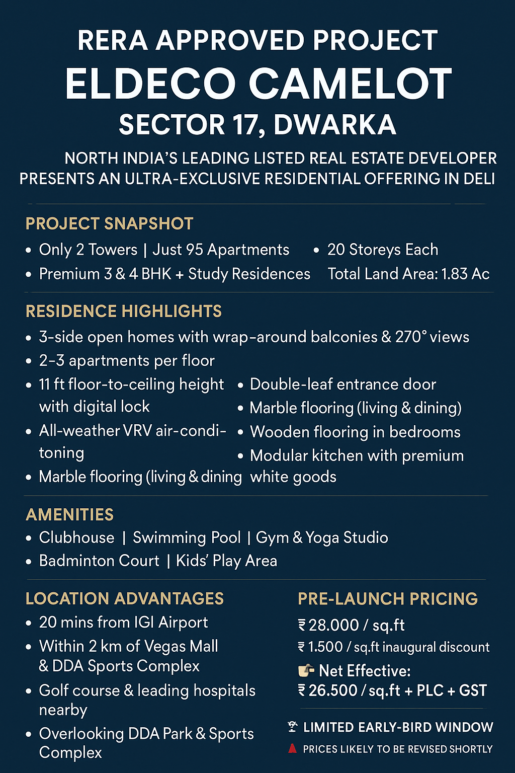 Discover Luxury Living at Eldeco Camelot, Sector 17, Dwarka - Limited Units Available, Call Now! Update