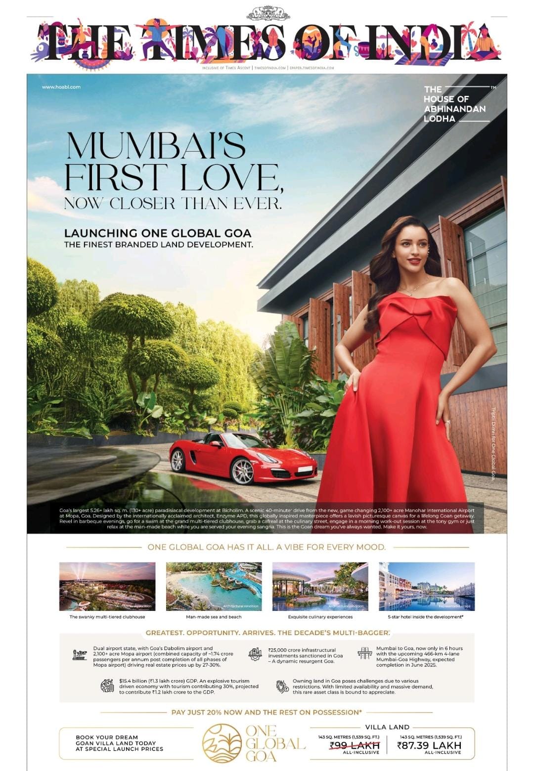 Discover One Global Goa with The House of Abhinandan Lodha - Villas Starting at ₹87.39 Lakhs Update