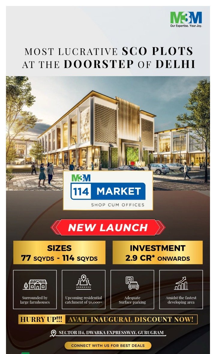 Hurry up avail inaugural discount now at M3M SCO 114 Market, Gurgaon Update