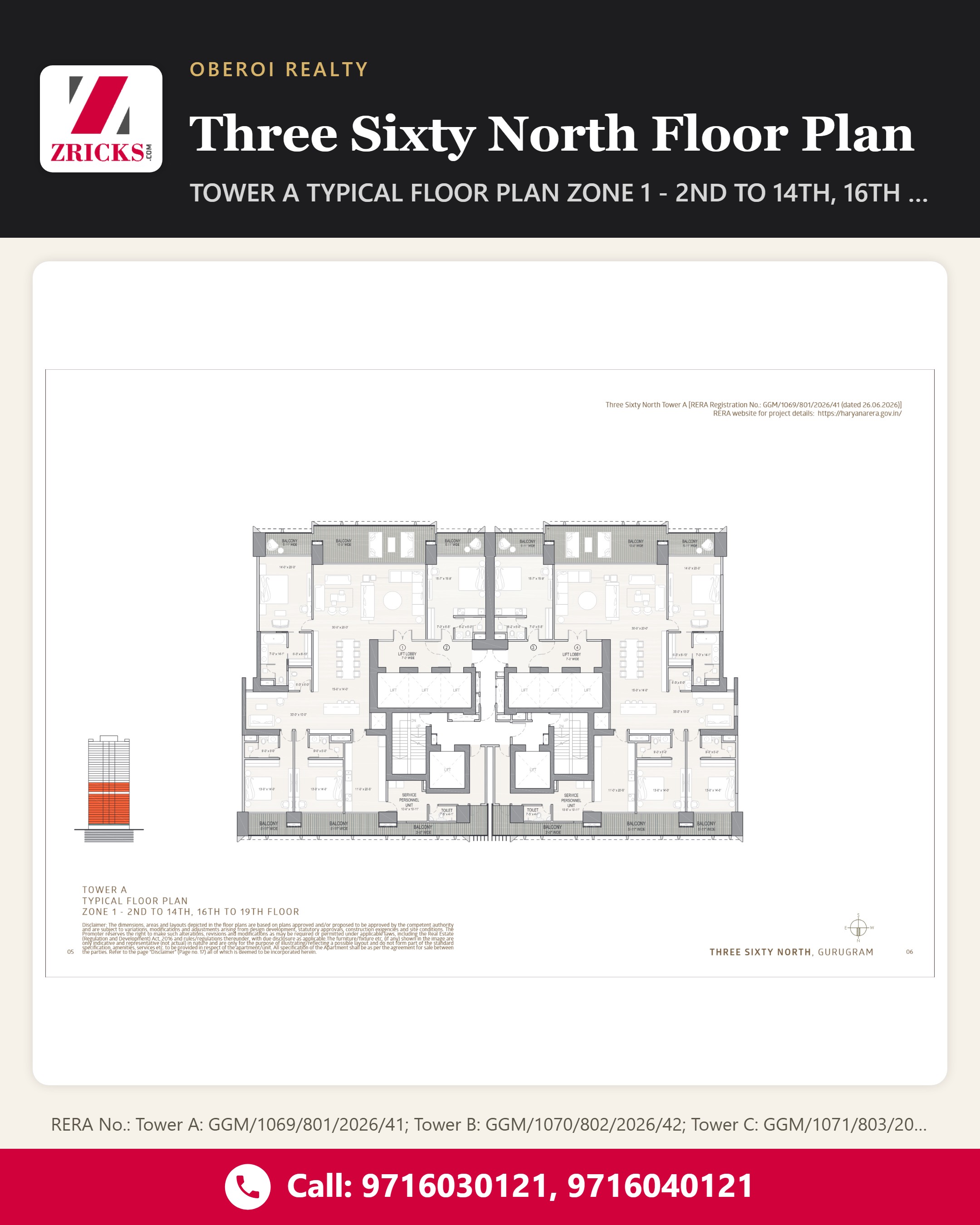 Oberoi Realty Three Sixty North Floor Plan: Tower A Typical Floor Plan Update