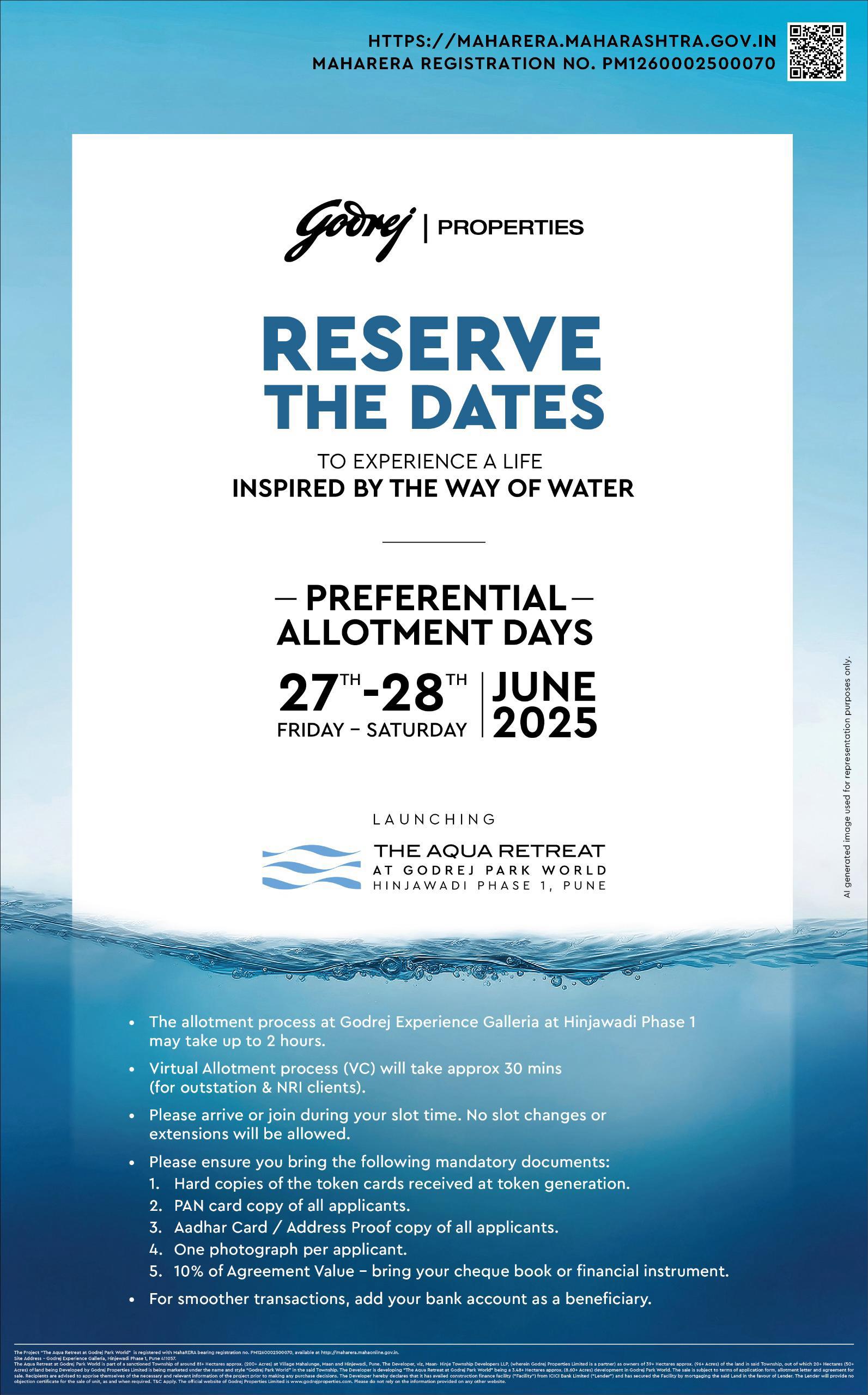 Experience Inspired Living at The Aqua Retreat, Hinjawadi on June 27th-28th 2025, by Godrej Properties Update