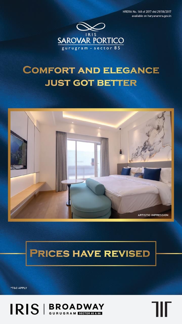 Experience Comfort and Elegance at Iris Sarovar Portico, Gurugram Sector 85 Update