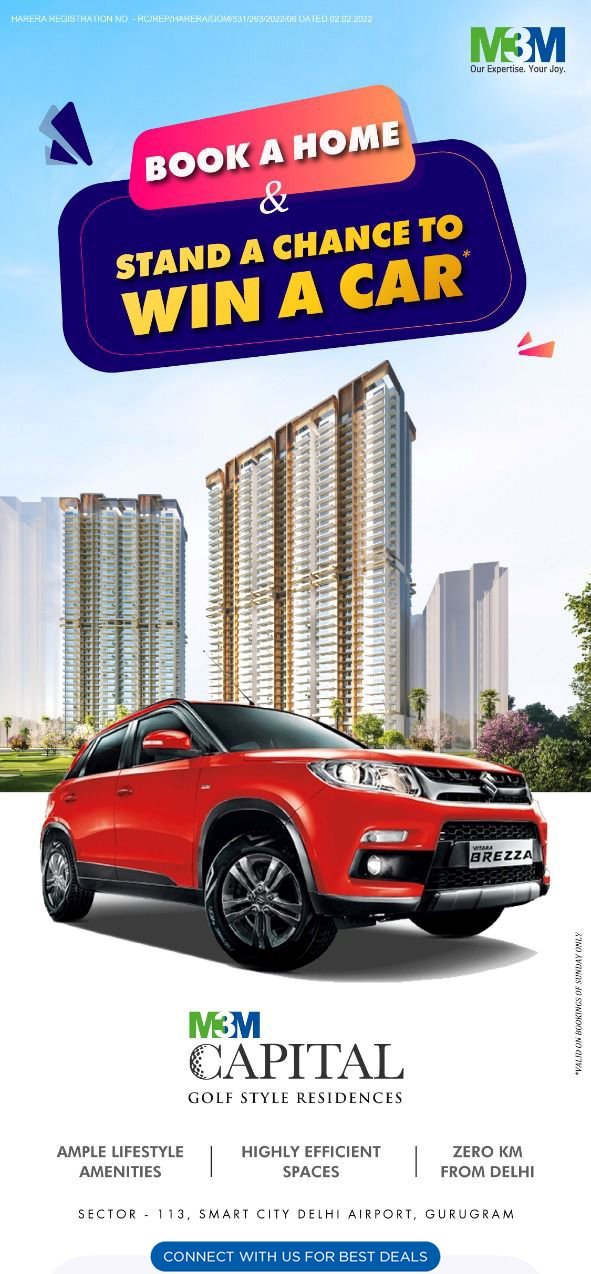 Book a home and stand a chance to win car at M3M Capital in Sector 113, Gurgaon Update