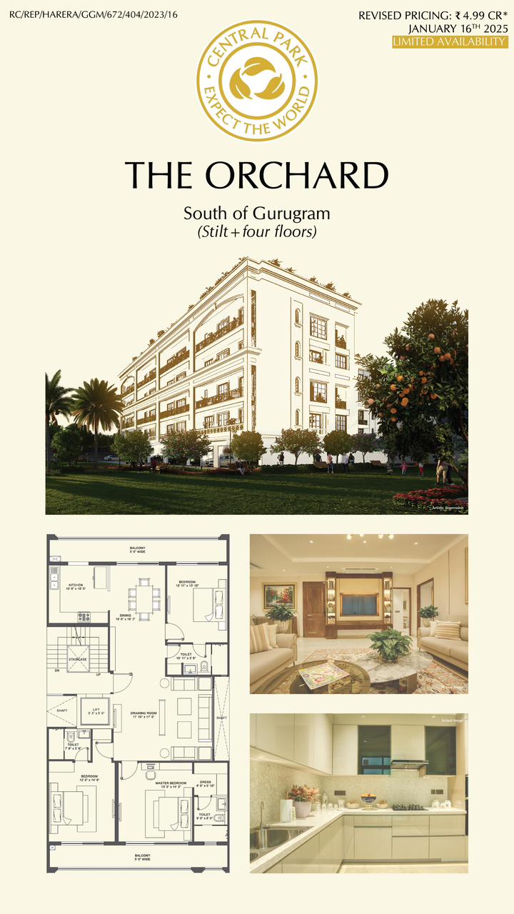 Discover Luxury at The Orchard, South of Gurugram - Starting at ?4.99 Cr! Update