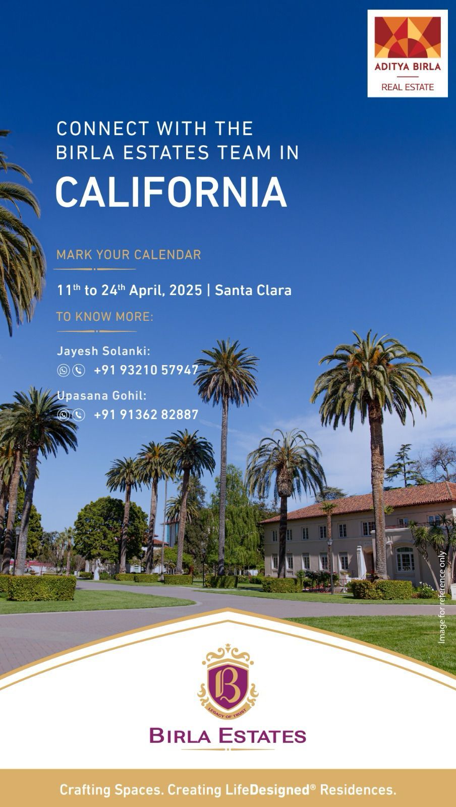 Join Birla Estates in Santa Clara 11th to 24th April 2025 Update