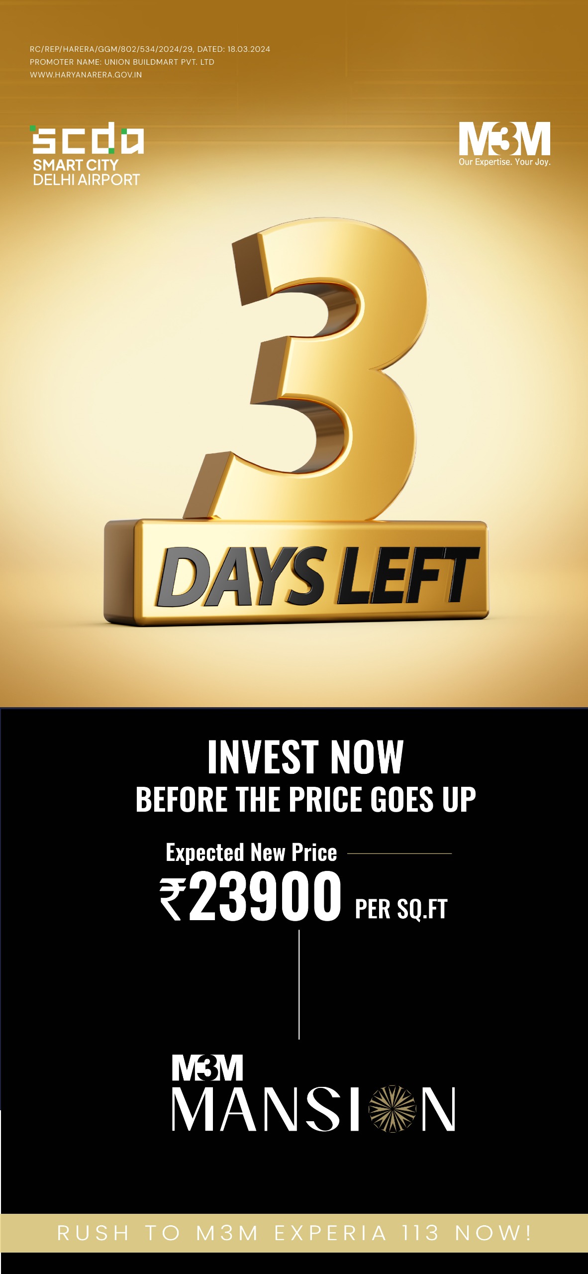 Invest in M3M Mansion, Gurgaon, at ₹23900/Sq. Ft. Update