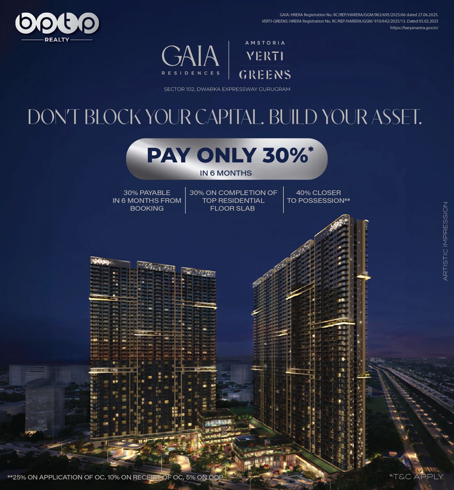 Limited Time 30% Payment Plan with BPTP Realty! || Secure Your Future at Gaia Residences || Elevate Your Living at Amstoria Verti Greens Update