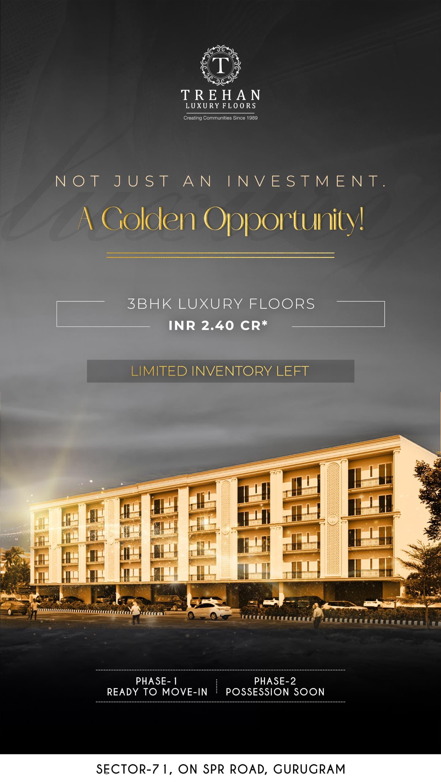 Luxury 3BHK Floors at INR 2.40 Cr in Gurugram - Trehan Luxury Floors Update