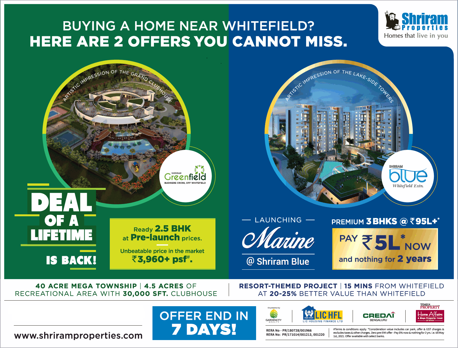 Pay Rs 5 Lac now and nothing for 2 years at Shriram Greenfield Update
