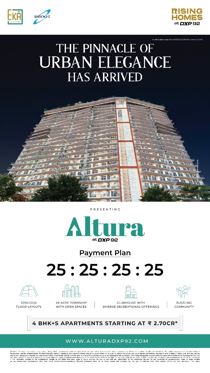 Explore Luxurious 4 BHK+S Apartments at Altura DXP 92, Starting at ₹2.70 Cr Update