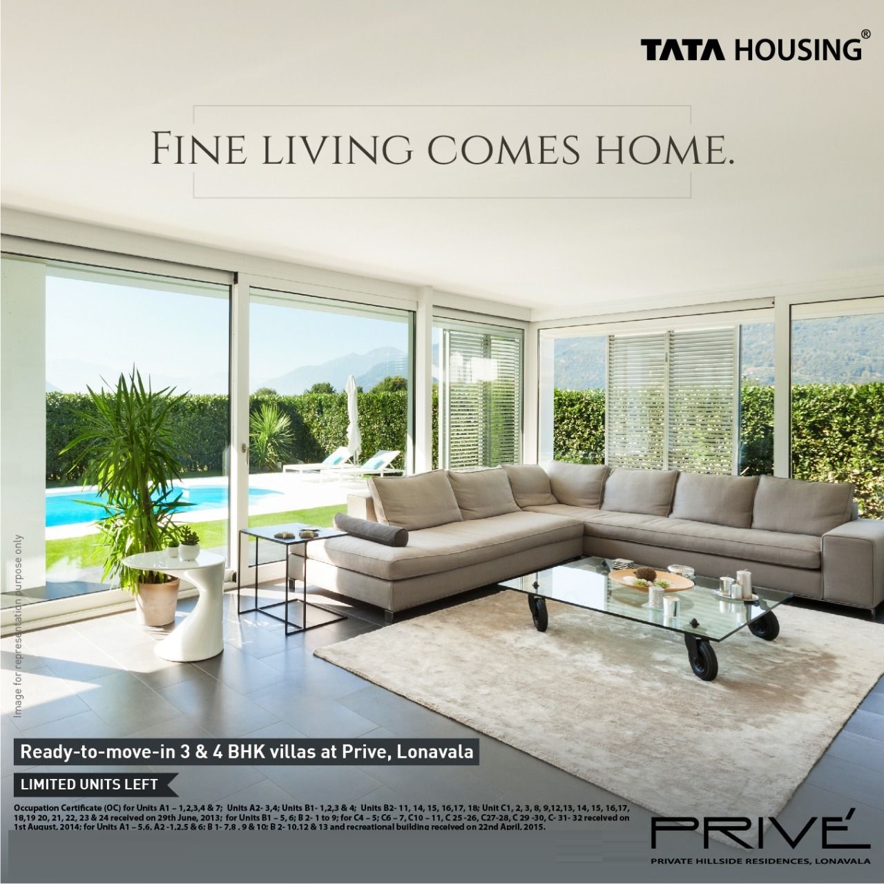 Ready-to-move-in 3 and 4 BHK villas at Tata Prive, Lonavala in Pune Update