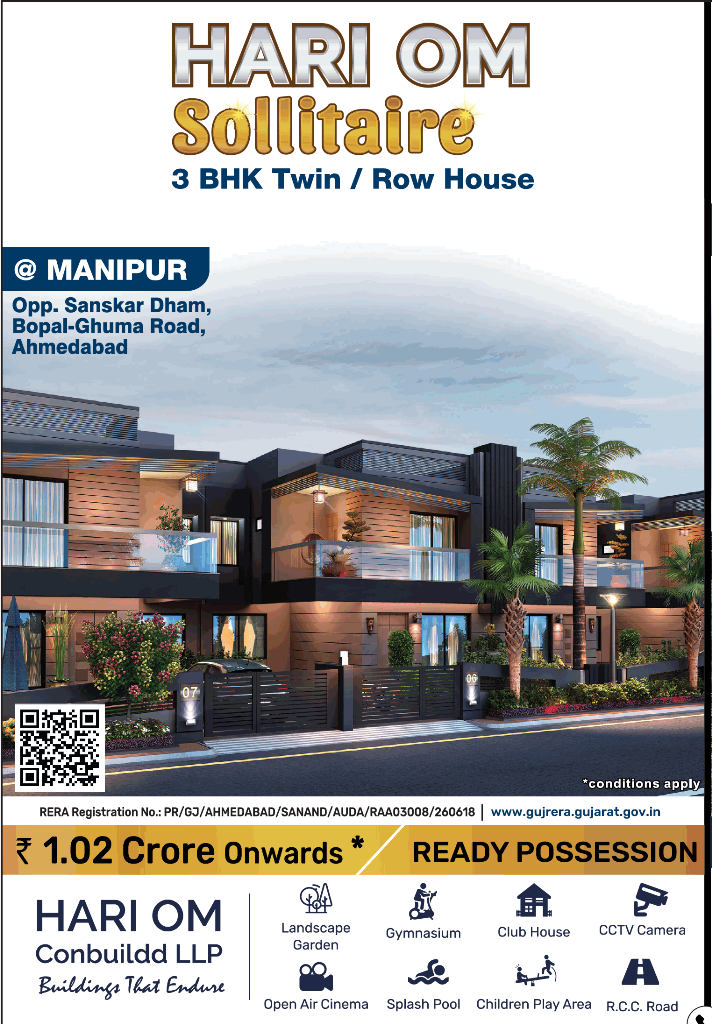 Ready possession at Hari Om Sollitaire in Manipur, Ahmedabad Update