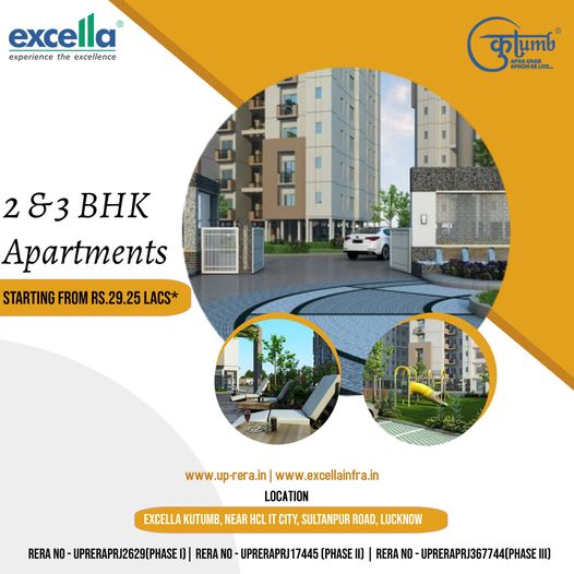 Book 2 & 3 BHK apartments starting Rs.29.25 Lac at Excella Kutumb, Lucknow Update