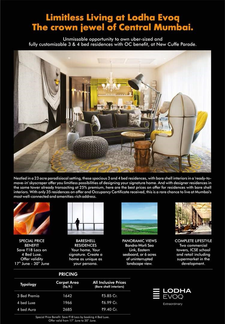 A Limitless World in Lodha Evoq with OC- 3 & 4 Bed Residences - Special Offer Valid Till 30th June' 17 Update