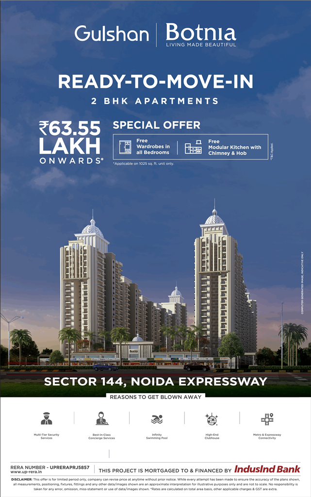 Ready-to-move-in 2 BHK apartments Rs 63.55 Lac onward at Gulshan Botnia, Noida Update