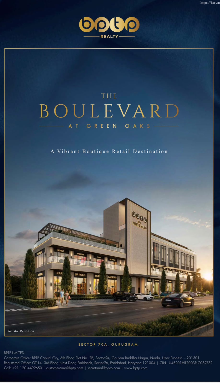 Explore The Boulevard at Green Oaks by BPTP Realty || Discover Vibrant Retail Spaces at The Boulevard || Invest in Boutique Retail Destination at Sector 70A