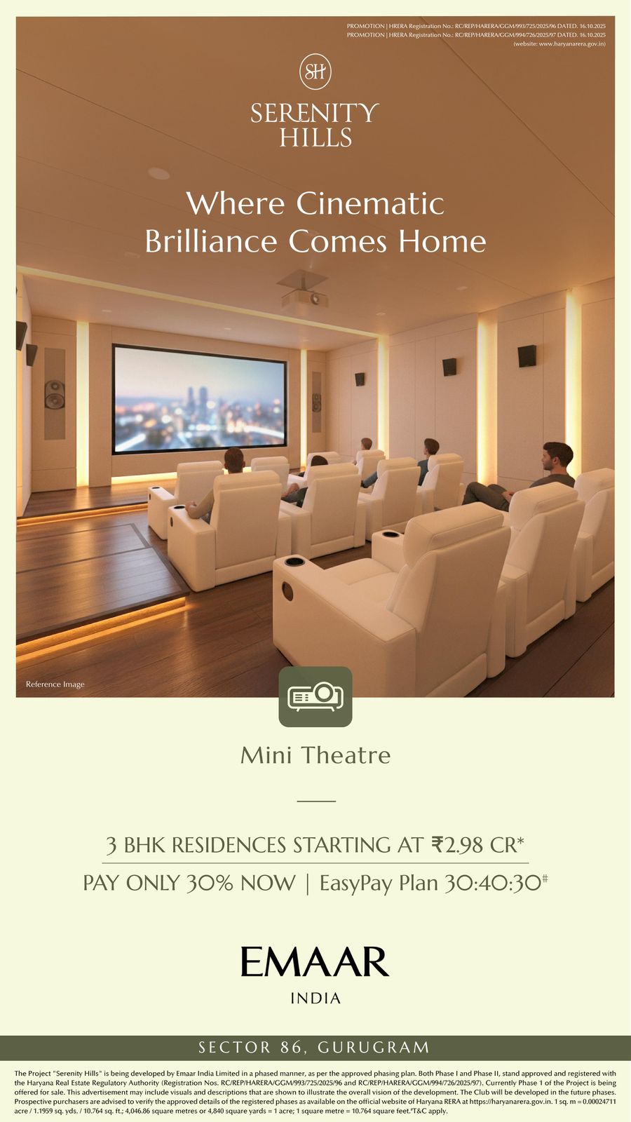 Discover Serenity Hills 3 BHK Residences, Starting at ₹2.98 Cr, Emaar, Sector 86, Gurugram Update