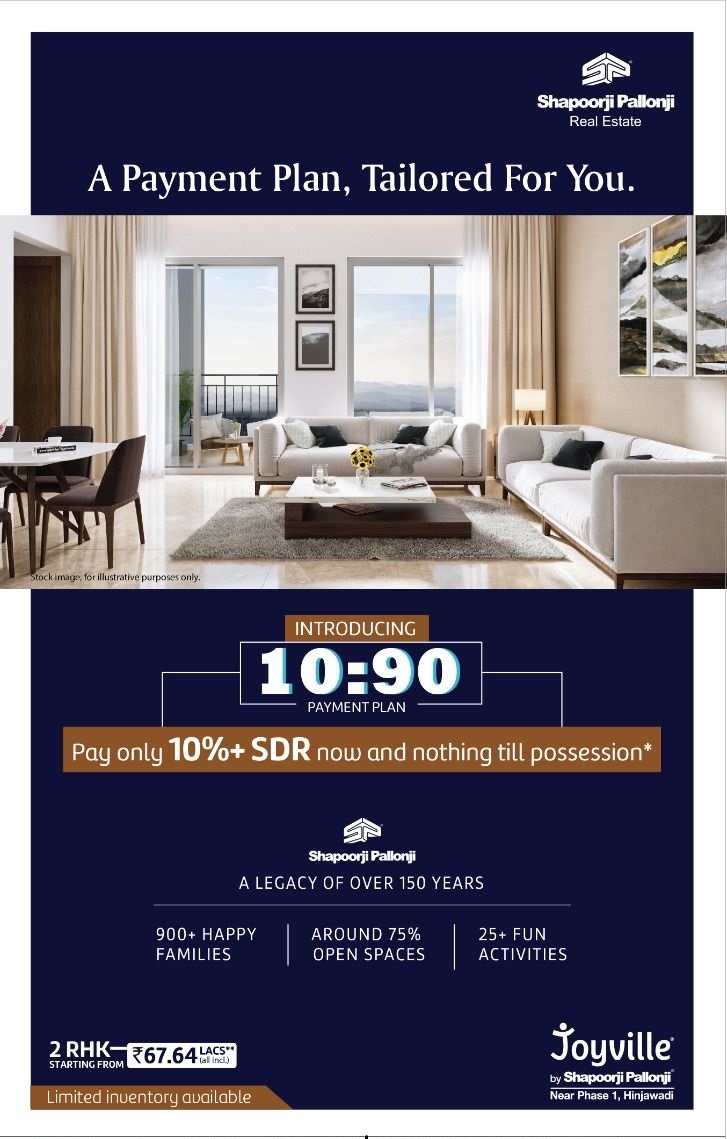 Pay only 10%+ SDR now and nothing till possession at Shapoorji Pallonji Joyville in Hinjawadi, Pune Update