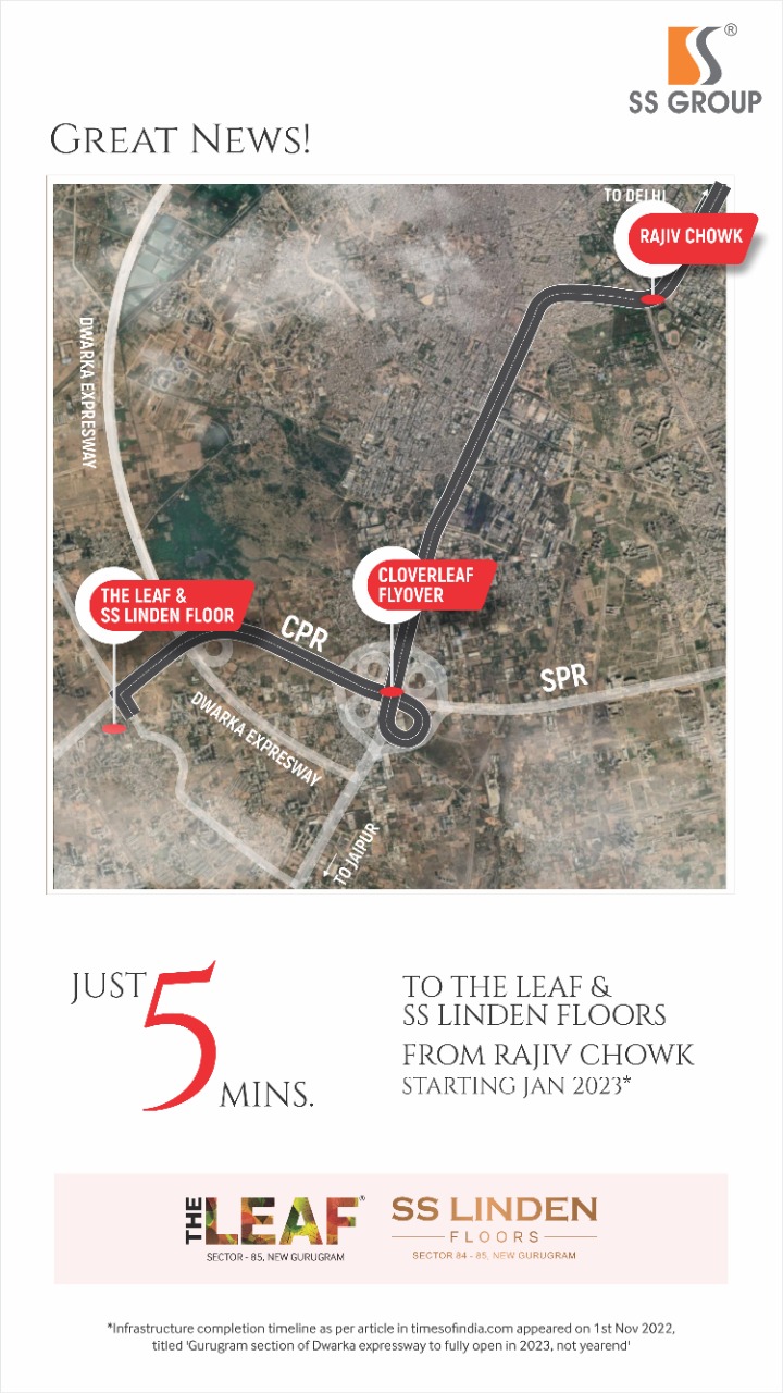 Location map at SS The Leaf,  Dwarka Expressway, Gurgaon Update