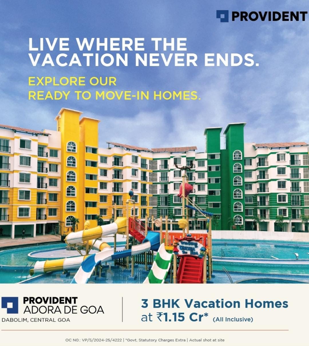 Discover 3 BHK Vacation Homes by Provident in Adora de Goa, Dabolim at ₹1.15 Cr Update