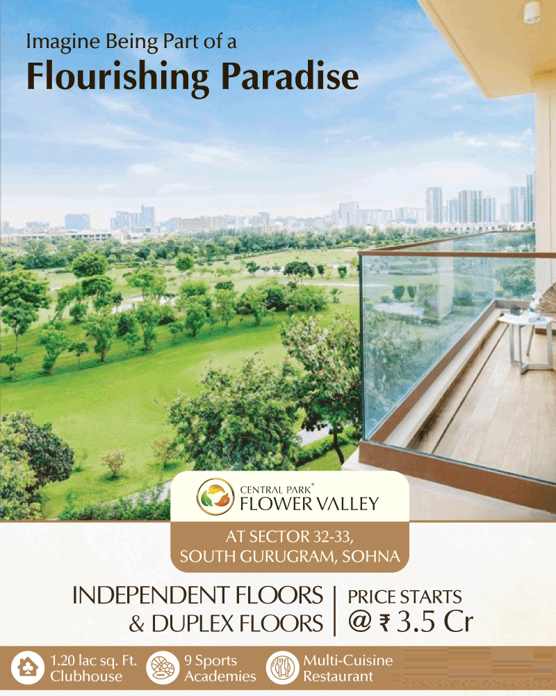 Independent floors & duplex floors starts Rs 3.5 Cr at Central Park Flower Valley in Gurgaon Update