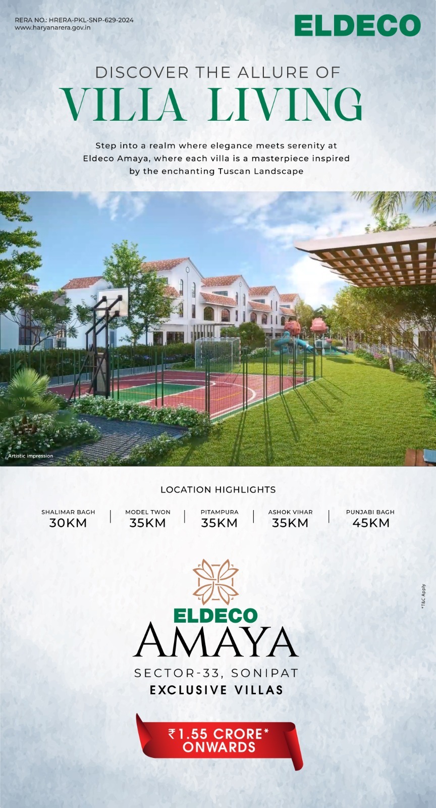 Discover Elegance in Eldeco Amaya Villas, Sonipat - Starting at ₹1.55 Crore Update