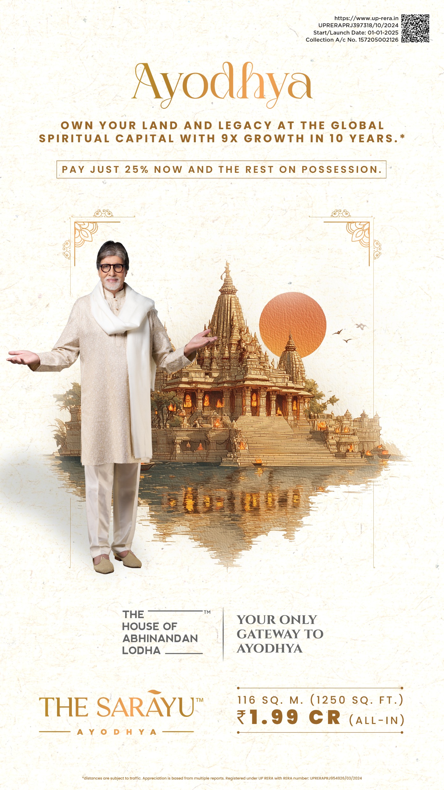 Experience Spiritual Serenity at Ayodhya, The Sarayu, 1.99 Cr, House of Abhinandan Lodha Update