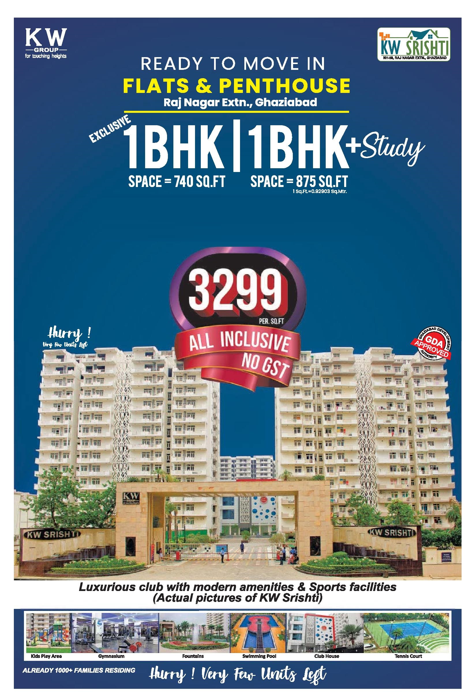Ready to move in flats & pent houses at KW Srishti in Ghaziabad Update