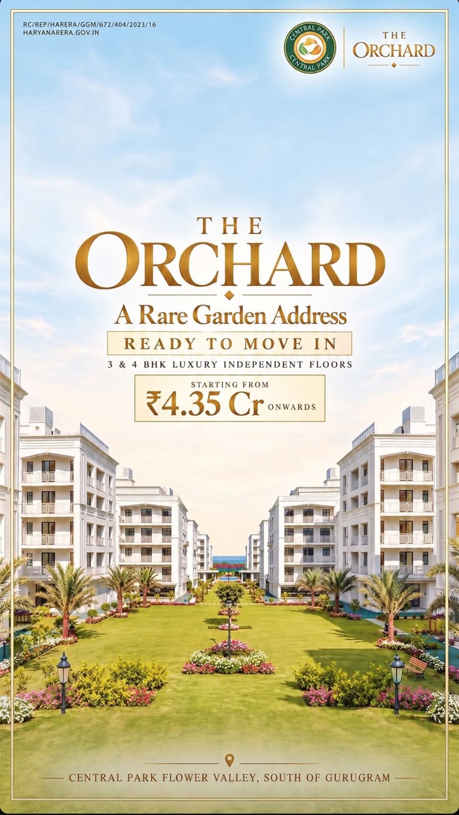Explore Luxury Living at The Orchard || Ready to Move In at Central Park Flower Valley || Luxury 3 & 4 BHK Floors Starting at ₹4.35 Cr photo 1