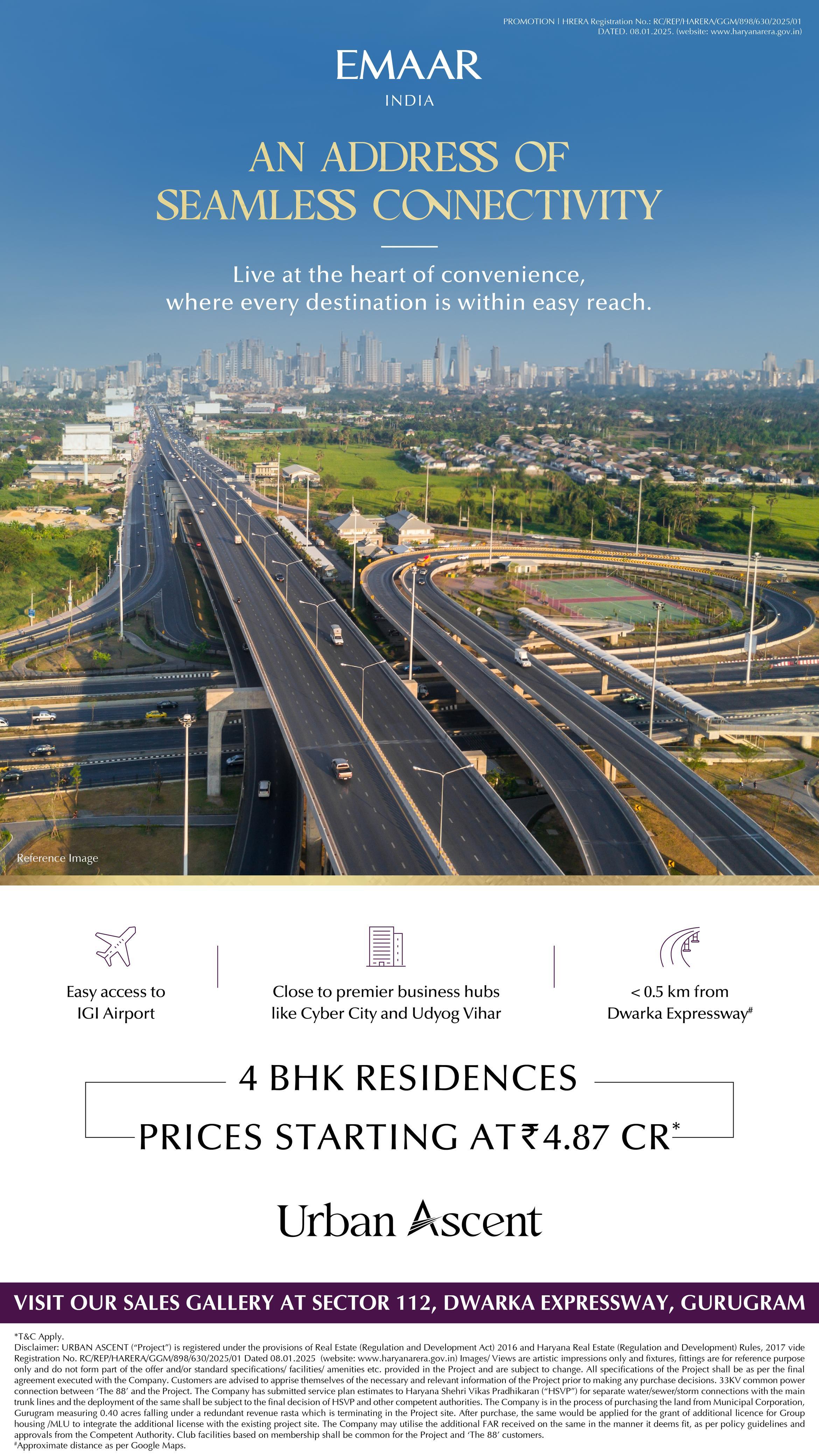 Urban Ascent 4 BHK Residences Starting at ₹4.87 Cr in Dwarka Expressway by Emaar Update
