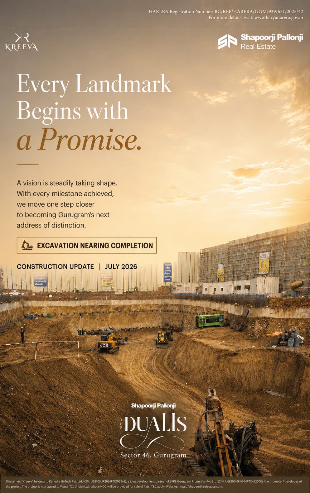 Excavation Nearing Completion for Dualis || Construction Milestone Update for Shapoorji Pallonji Dualis || July 2026 Construction Update in Gurugram Update